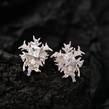 Snowflake Temperament S925 Sterling Silver Zircon Earrings