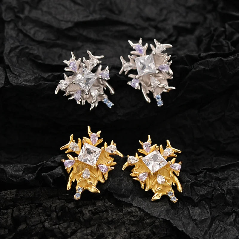 Snowflake Temperament S925 Sterling Silver Zircon Earrings