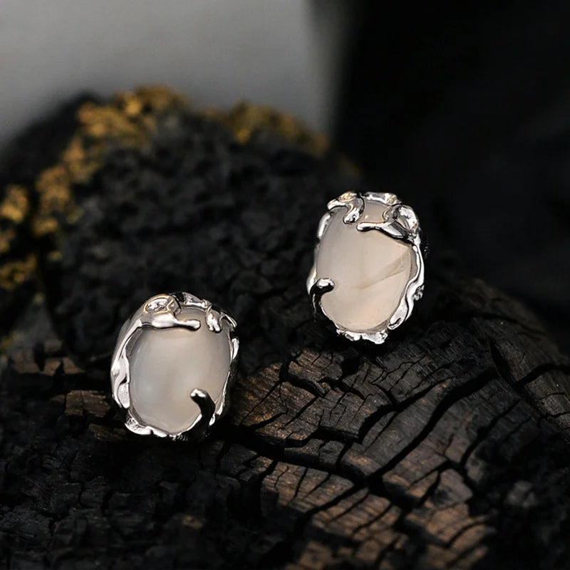 Personalized Agate Earrings, S925 Sterling Silver