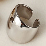 S925 Sterling Silver Smooth Face Women's Versatile Geometric Ring