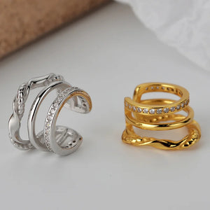 E5070 Real Jewels Multi-Layer S925 Sterling Silver Earrings