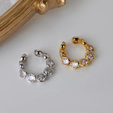 E5073 Genuine Gemstone and S925 Silver Round Clip for Women