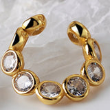 E5073 Genuine Gemstone and S925 Silver Round Clip for Women