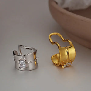 E5104 Version Real Jewels and Niche S925 Silver Square Drill Clip for Women
