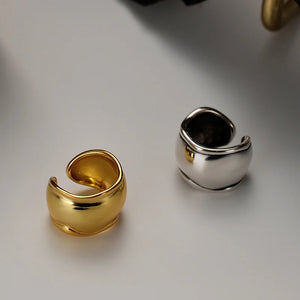 Real Jewels E5109 S925 Irregular Concave Raised Face Female INS Wind Go