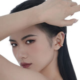 Small Audience Hole S925 Sterling Silver Red Enamel Ear Clip Women's