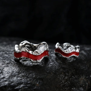 Small Audience Hole S925 Sterling Silver Red Enamel Ear Clip Women's