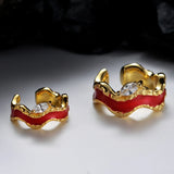 Small Audience Hole S925 Sterling Silver Red Enamel Ear Clip Women's