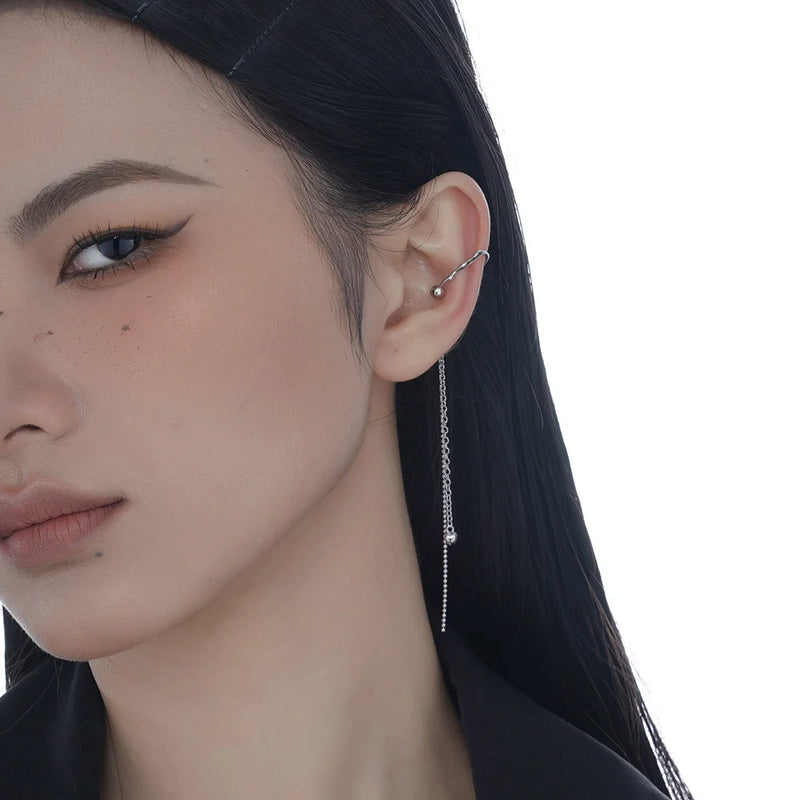 E5132 Tassel High East Gate Silver Heart Earbone Clip
