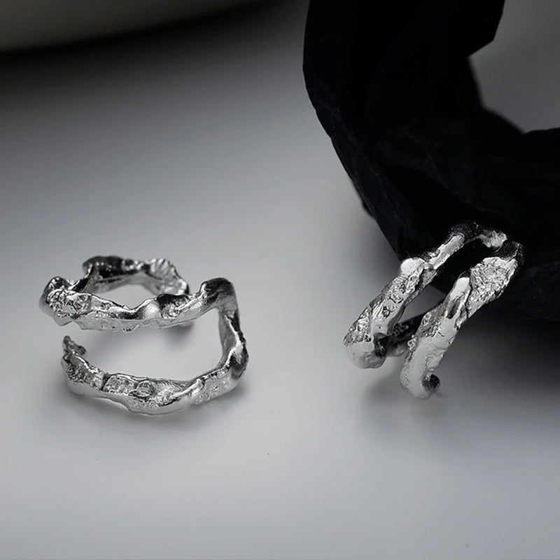 S925 Sterling Silver Irregular Bumpy Feel Clip