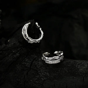 S925 Silver Frosted Texture Double Layer Row Drill Earrings
