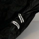 S925 Silver Frosted Texture Double Layer Row Drill Earrings