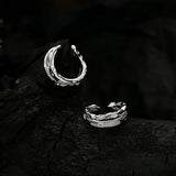S925 Silver Frosted Texture Double Layer Row Drill Earrings