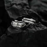 S925 Silver Frosted Texture Double Layer Row Drill Earrings