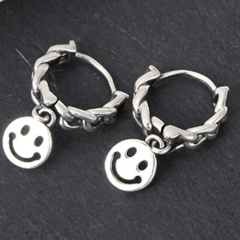 E6016 Light Sterling Silver Smiling Face Ear Buckle
