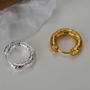 S925 Sterling Silver Textured Earrings for Women