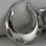 S925 Sterling Silver Geometric Hollow Round Women's Ins Wind Damaged Text