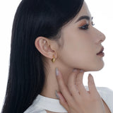 S925 Sterling Silver Geometric Hollow Round Women's Ins Wind Damaged Text