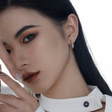 S925 Sterling Silver Geometric Hollow Round Women's Ins Wind Damaged Text