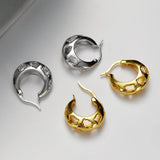 S925 Sterling Silver Geometric Hollow Round Women's Ins Wind Damaged Text