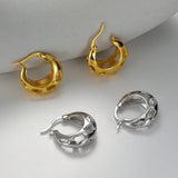 S925 Sterling Silver Geometric Hollow Round Women's Ins Wind Damaged Text