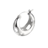 S925 Sterling Silver Geometric Hollow Round Women's Ins Wind Damaged Text