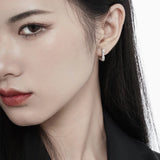 E6042 Smooth-Faced Broken Silver Earring Buckle, Zircon Micro