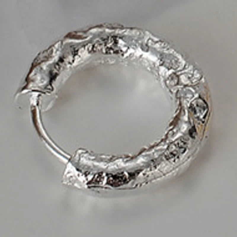 S925 Sterling Silver Wrinkle Texture Buckle Earrings