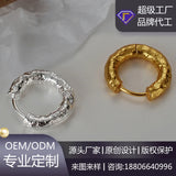 S925 Sterling Silver Wrinkle Texture Buckle Earrings