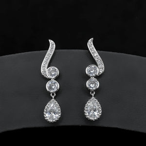 Water Drop Tassel Earrings with Zircon Gems