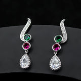 Water Drop Tassel Earrings with Zircon Gems