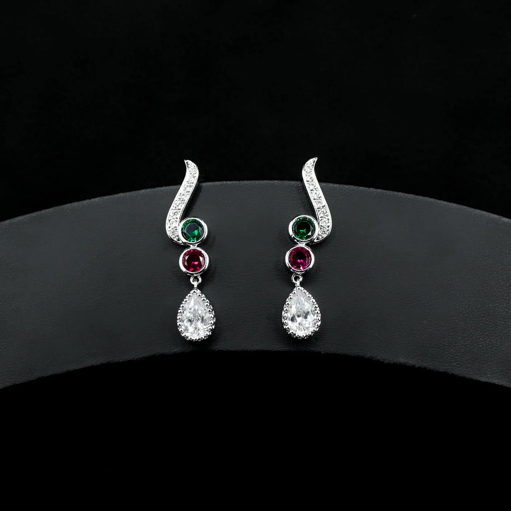 Water Drop Tassel Earrings with Zircon Gems