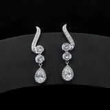 Water Drop Tassel Earrings with Zircon Gems