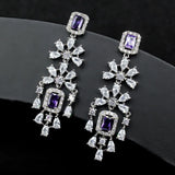 Square Zircon Earrings for Bride Wedding Banquet Jewelry