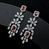 Square Zircon Earrings for Bride Wedding Banquet Jewelry