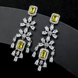 Square Zircon Earrings for Bride Wedding Banquet Jewelry