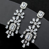 Square Zircon Earrings for Bride Wedding Banquet Jewelry