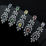 Square Zircon Earrings for Bride Wedding Banquet Jewelry