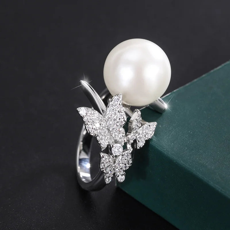 Beizhu Butterfly Diamond Set 14k Gold Plated Elegant Jewelry