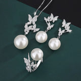 Beizhu Butterfly Diamond Set 14k Gold Plated Elegant Jewelry