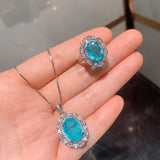 Stunning Palaiba Jewelry Set - Ring 8*12, Pendant 10*14