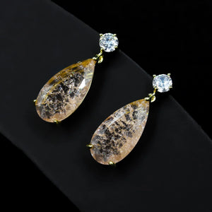 925 Silver Zircon Water Drop Earrings