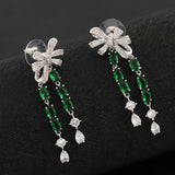 Japanese Sweet Bowknot Earrings with Pink Tassel