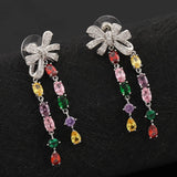 Japanese Sweet Bowknot Earrings with Pink Tassel