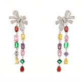 Japanese Sweet Bowknot Earrings with Pink Tassel