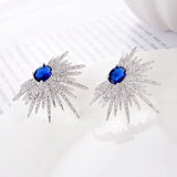 925 Silver Fan-Shaped Zircon Earrings for Women