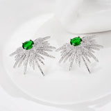 925 Silver Fan-Shaped Zircon Earrings for Women