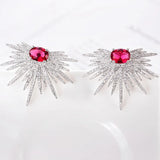 925 Silver Fan-Shaped Zircon Earrings for Women