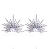 925 Silver Fan-Shaped Zircon Earrings for Women