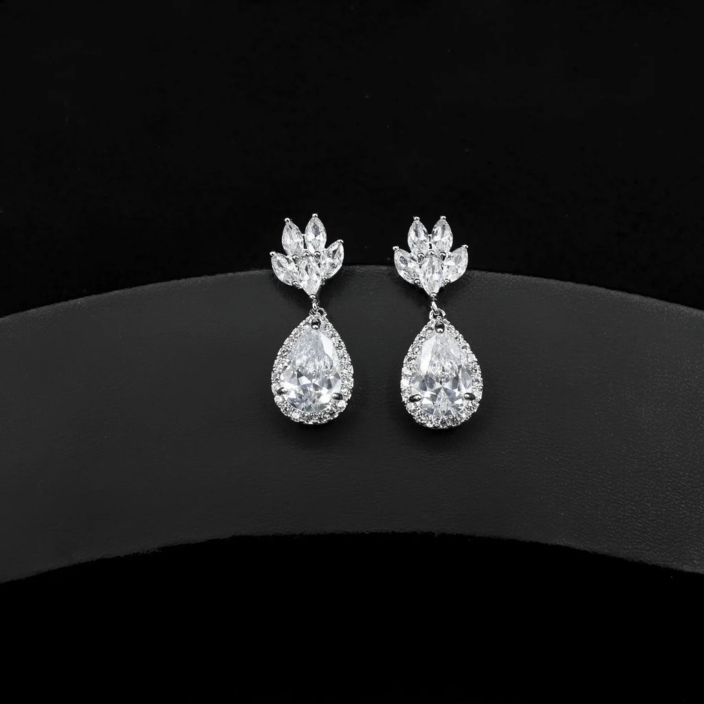 Japanese Micro Set Flower Zircon Earrings Bridal Jewelry